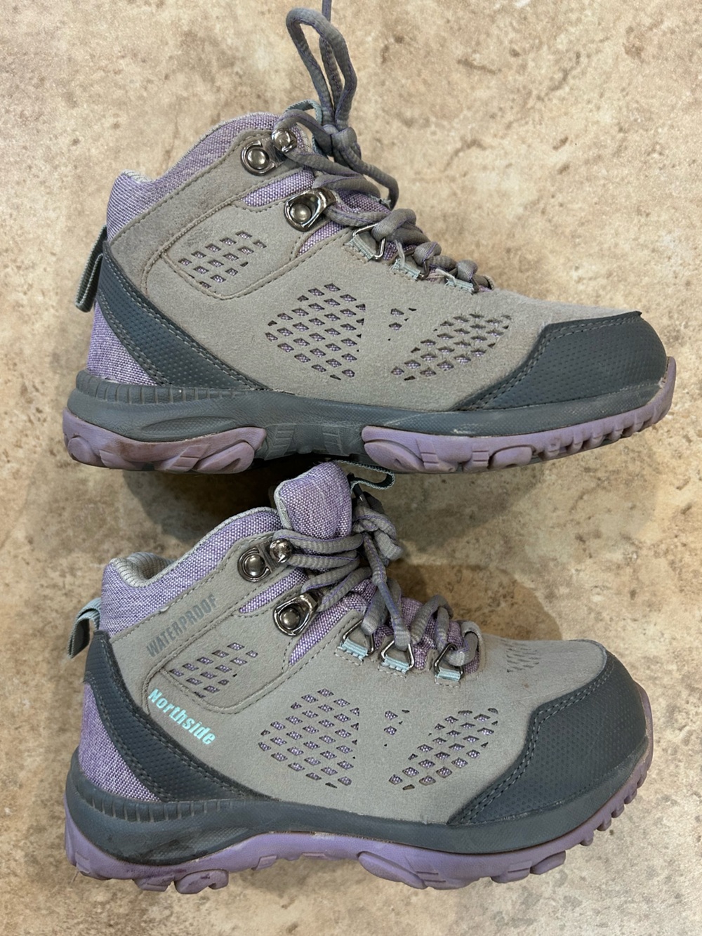 Northside Gray & Lavender Kids Waterproof Hiking Boots - Size 13